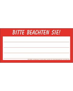 Etikett "Bitte Beachten" Pa 20